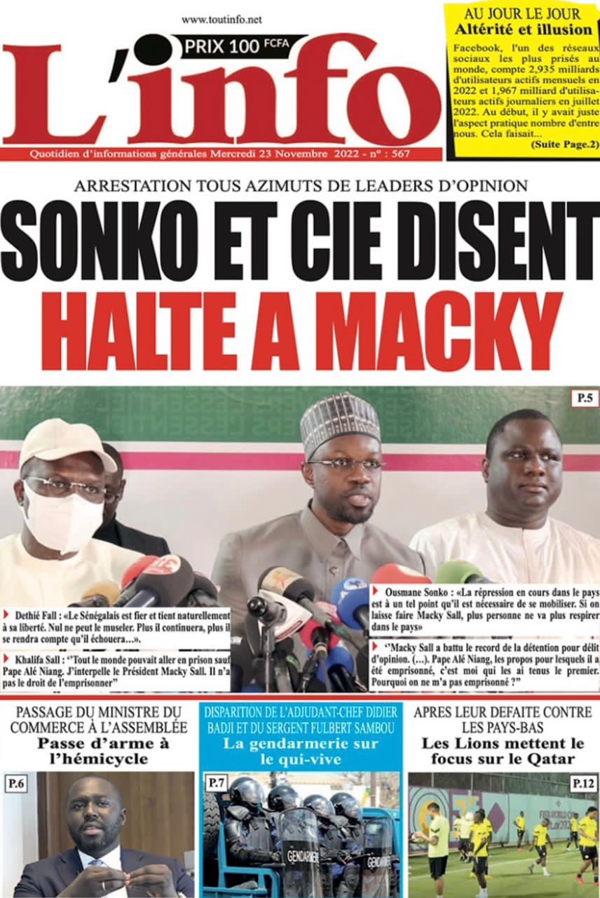 You are currently viewing Sonko et cie disent halte a Macky